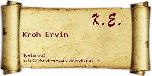 Kroh Ervin névjegykártya